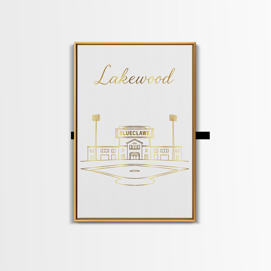 Lakewood Travel Poster, Canvas Print, White Gold Minimalist Art, Lakewood City Art, Mid Century Wall Art, Home Office Decor, Poster Print