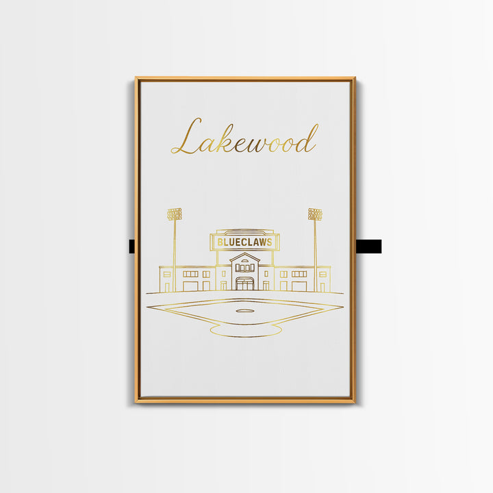Lakewood Travel Poster, Canvas Print, White Gold Minimalist Art, Lakewood City Art, Mid Century Wall Art, Home Office Decor, Poster Print