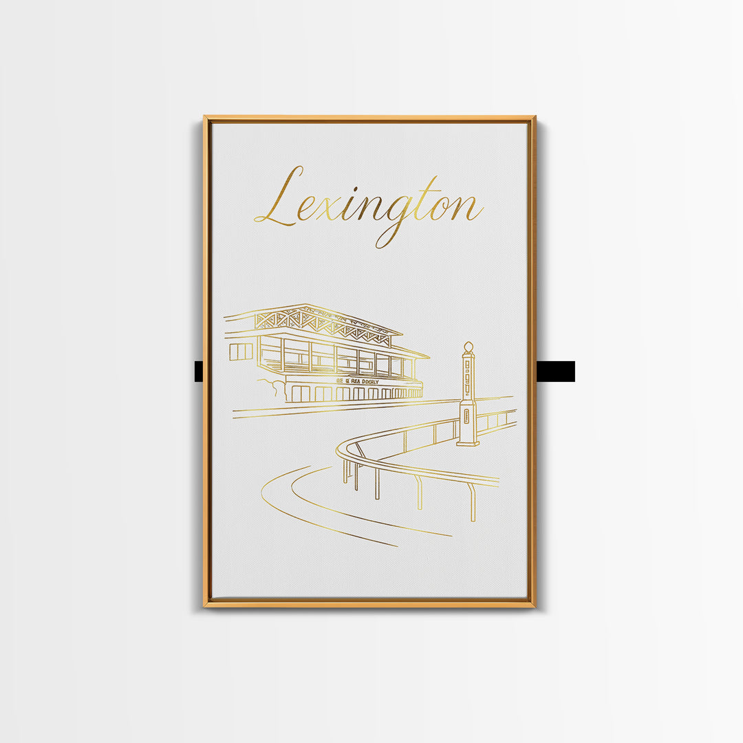 Lexington Travel Poster, Canvas Print, Gold Outline Poster Art, Lexington Wall Art, Gift For Travelers, Vintage Travel Print, Art Print