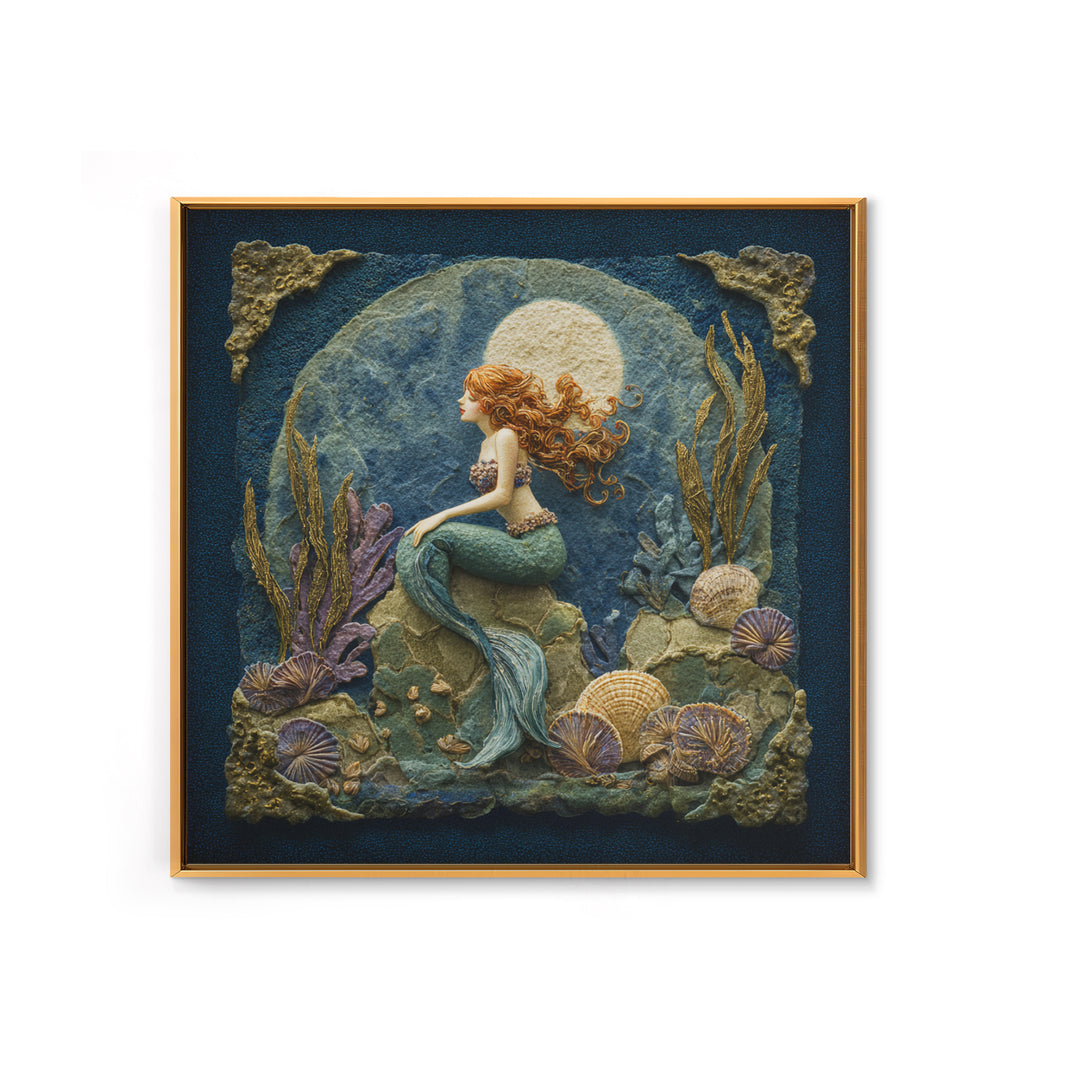 Mermaid Siren on Rocks Canvas Print, Mythological Art, Artwork, Living Room Decor, Oil Painting, Legend, Gallery Wall Art, MYT-1x1-15