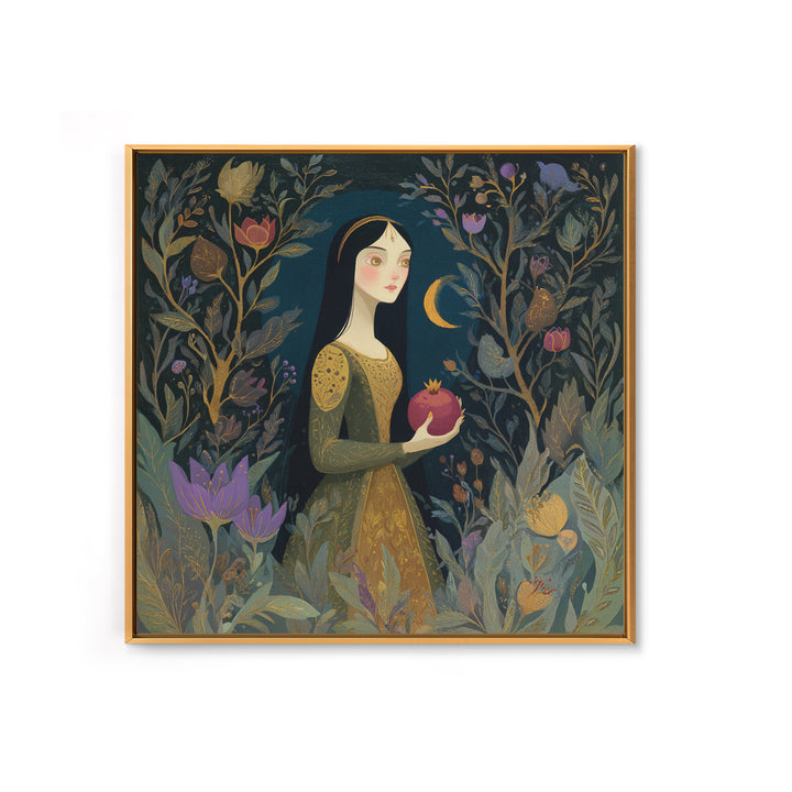 Persephone Holding Pomegranate Canvas Print, Mythological Art, Printable Art, Living Room Decor, Watercolor Art, Legend, MYT-1x1-31