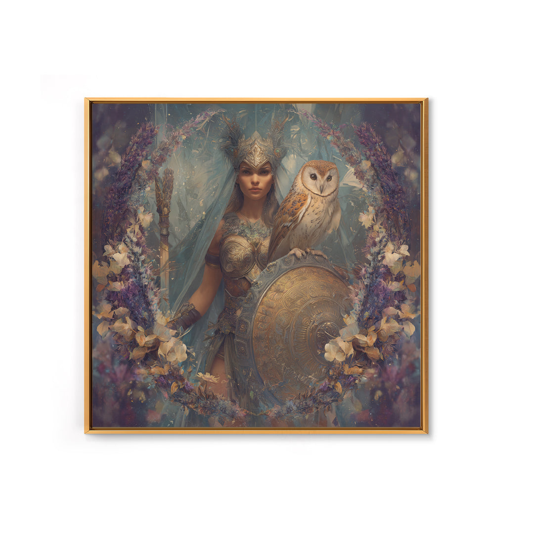 Athena Warrior Woman Framed Canvas Print, Mythological Art, Digital Art Download, Living Room Decor, Oil Painting, Legend, MYT-1x1-74