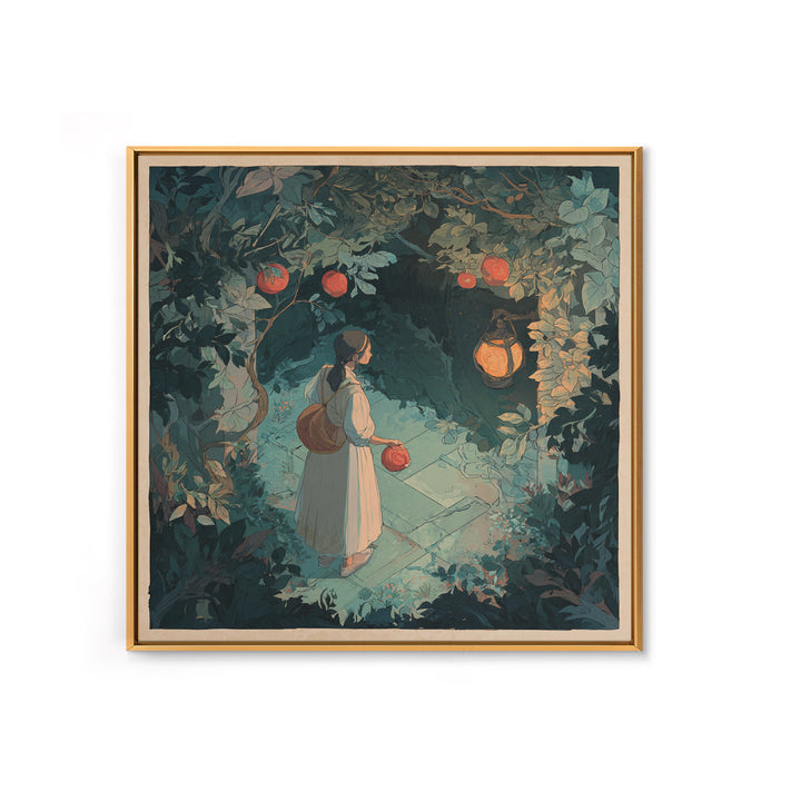 Persephone Holding Pomegranate Framed Canvas Print, Mythological Art, Modern Decor, Living Room Decor, Fine Art, Legend, MYT-1x1-79