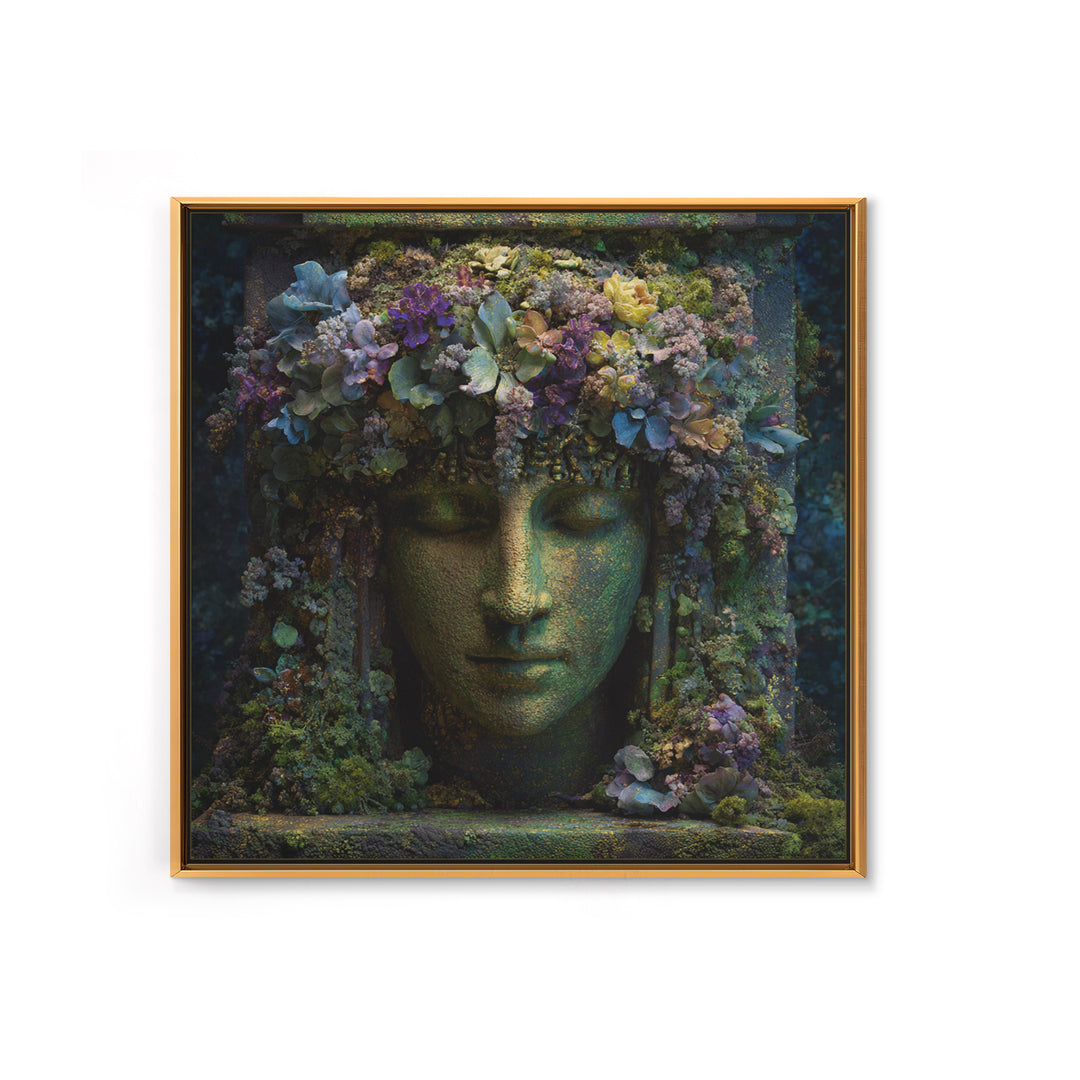 Ancient Goddess Statue Covered Framed Canvas Print, Mythological Art, Wall Decor, Living Room Decor, Fine Art, Legend, MYT-1x1-96
