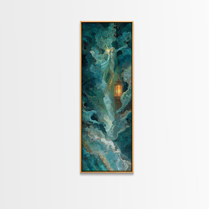 Poseidon Figure Rising from Stormy Ocean Canvas Print, Mythological Art, Print, Living Room Decor, Legend, Dark Academia Decor, MYT-1x3-39