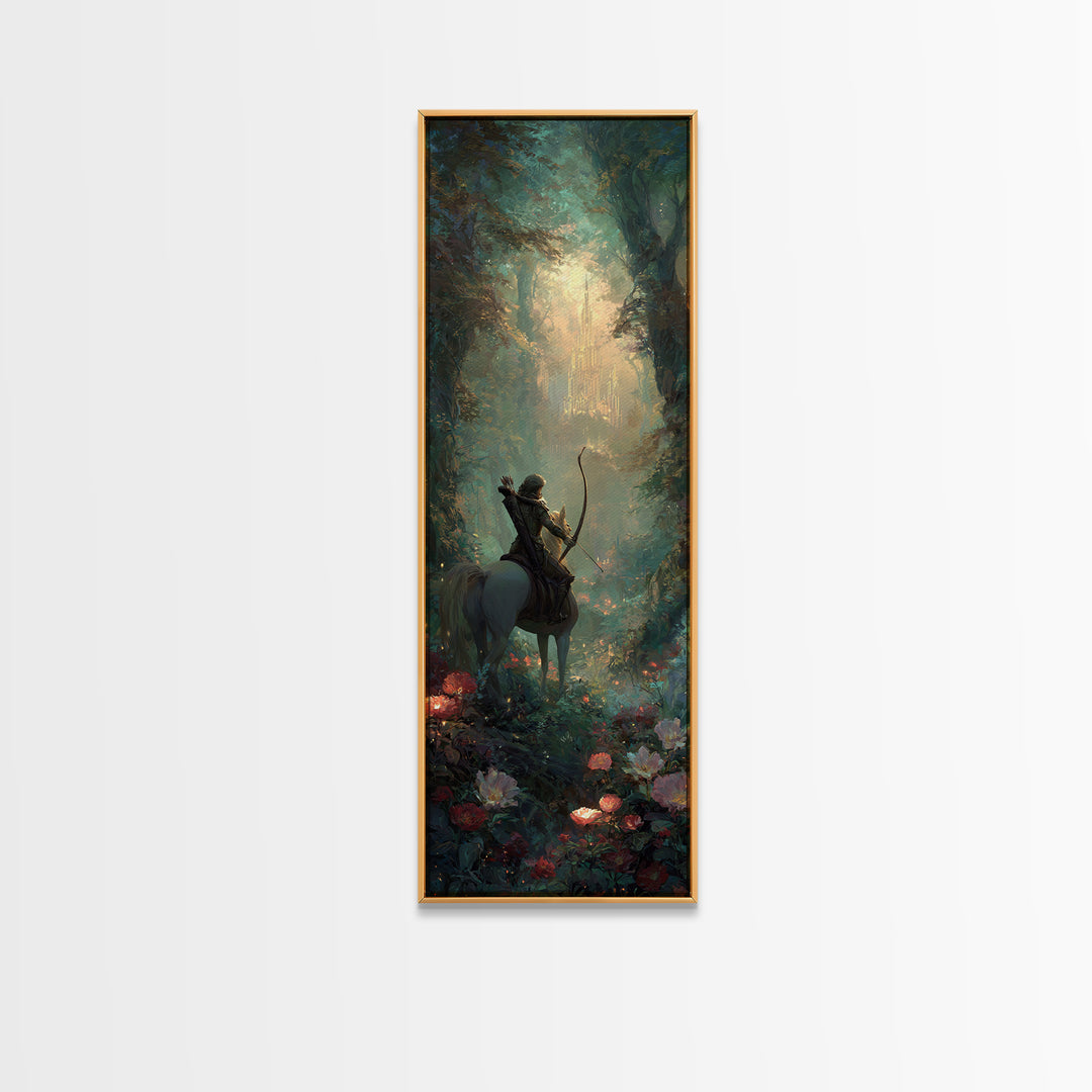 Centaur Archer in Misty Forest Framed Canvas Print, Mythological Art, Modern Decor, Living Room Decor, Oil Painting, Legend, MYT-1x3-4
