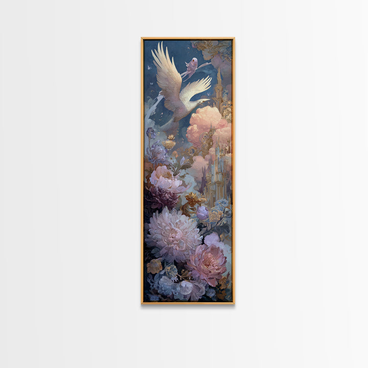 Icarus Falling Through Golden Sky and Feathers Canvas Print, Mythological Art, Wall Decor, Living Room Decor, Fine Art, Legend, MYT-1x3-40