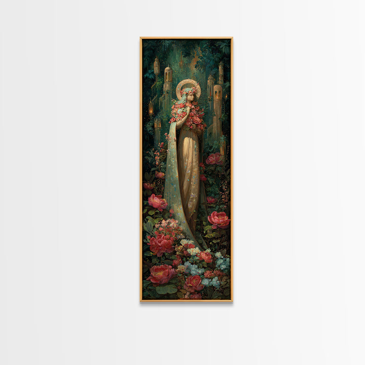 Ancient Goddess Statue Covered Canvas Print, Mythological Art, Art, Living Room Decor, Fine Art, Legend, Gothic Home Decor, MYT-1x3-60