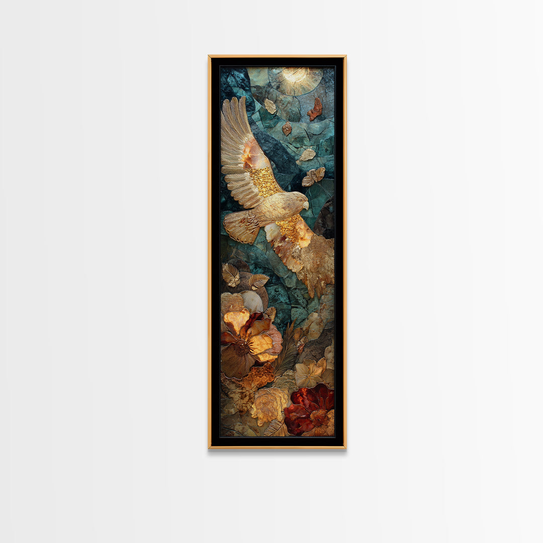 Icarus Falling Through Golden Sky and Feathers Canvas Print, Mythological Art, Printable Wall Art, Living Room Decor, Legend, MYT-1x3-64