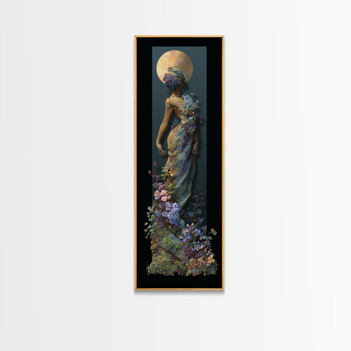 Ancient Goddess Statue Covered Framed Canvas Print, Mythological Art, Digital Art, Living Room Decor, Oil Painting, Legend, MYT-1x3-84