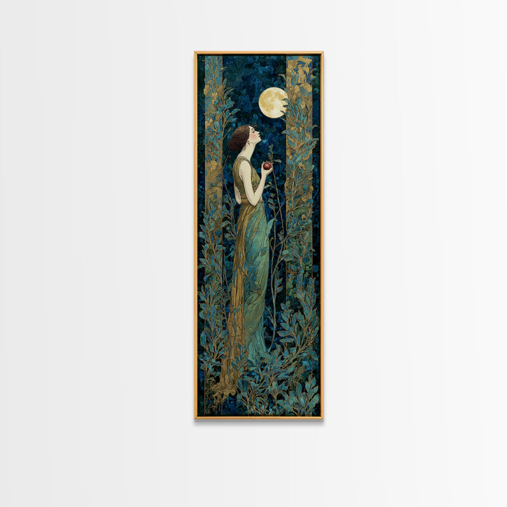 Persephone Holding Pomegranate Framed Canvas Print, Mythological Art, Gallery Wall Art, Living Room Decor, Fine Art, Legend, MYT-1x3-91