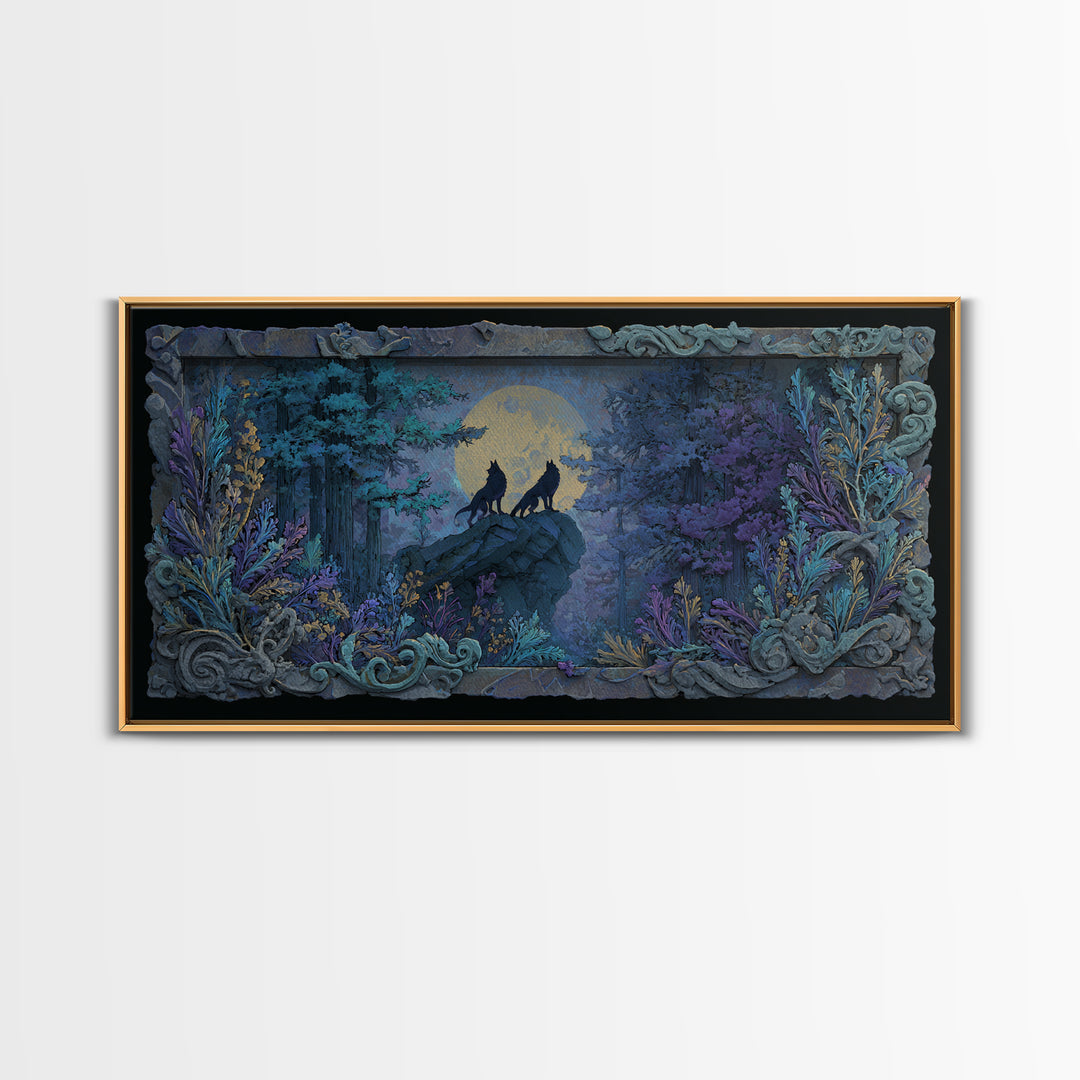 Hades and Cerberus Silhouette Framed Canvas Print, Mythological Art, Minimalist Decor, Living Room Decor, Fine Art, Legend, MYT-2x1-28
