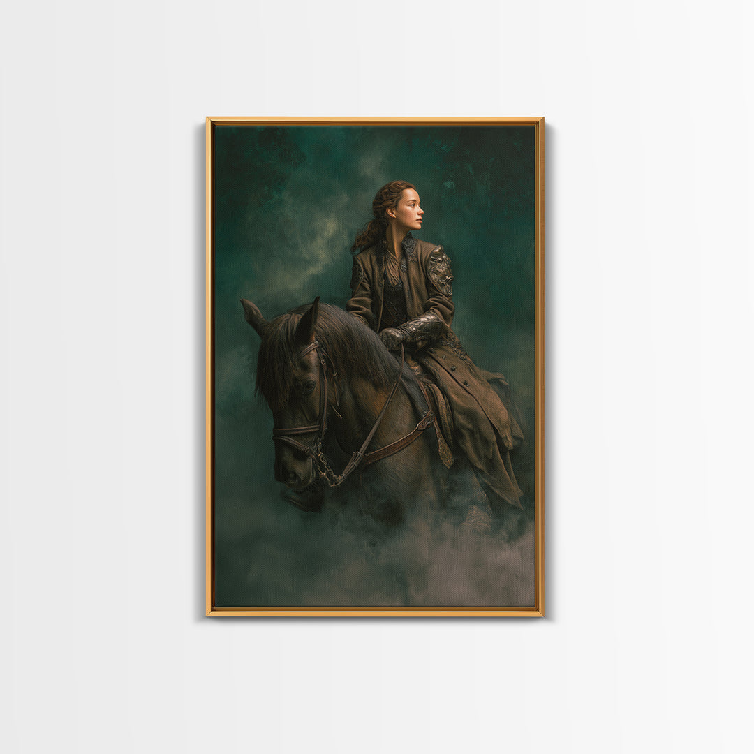 Norse Valkyrie Riding Through Storm Clouds Canvas Print, Mythological Art, Gothic Home Decor, Living Room Decor, Legend, MYT-2x3-89