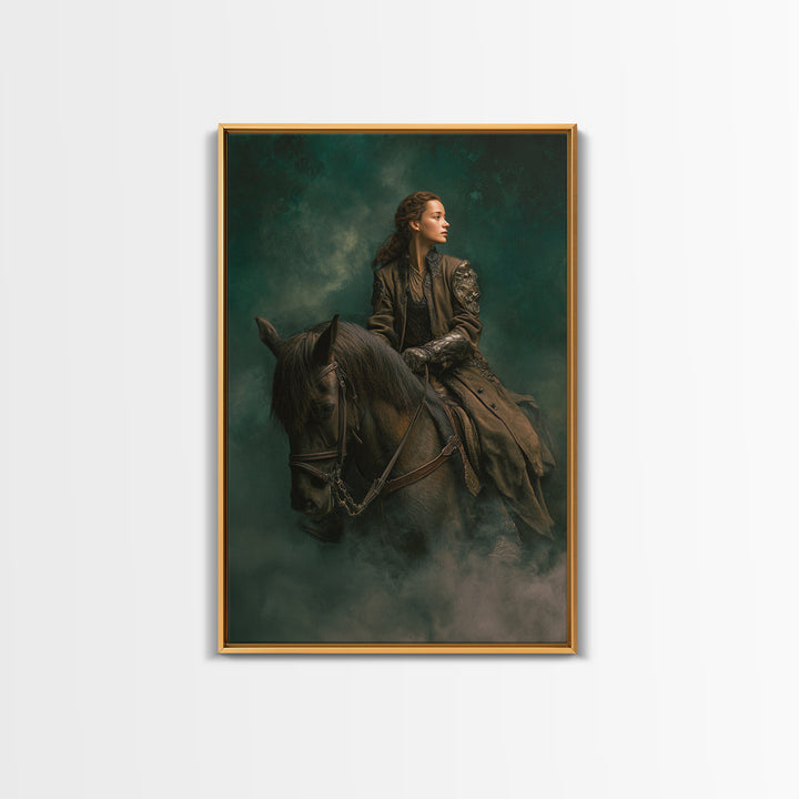 Norse Valkyrie Riding Through Storm Clouds Canvas Print, Mythological Art, Gothic Home Decor, Living Room Decor, Legend, MYT-2x3-89