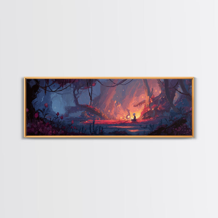 Phoenix Rising from Ashes Framed Canvas Print, Mythological Art, Digital Art, Living Room Decor, Watercolor Art, Legend, MYT-3x1-5