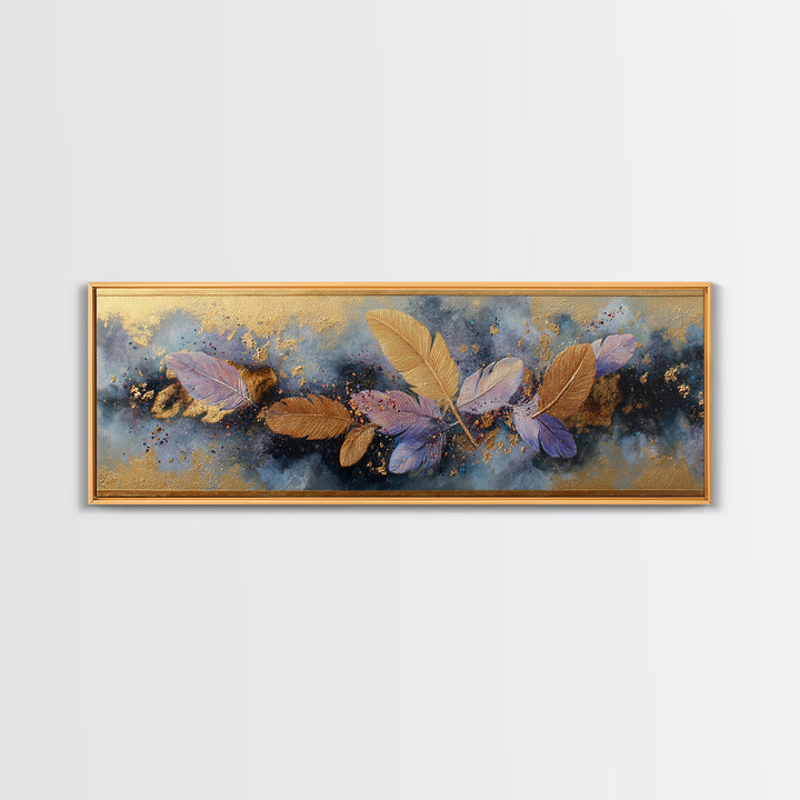 Icarus Falling Through Golden Sky and Feathers Canvas Print, Mythological Art, Contemporary Art, Living Room Decor, Legend, MYT-3x1-68