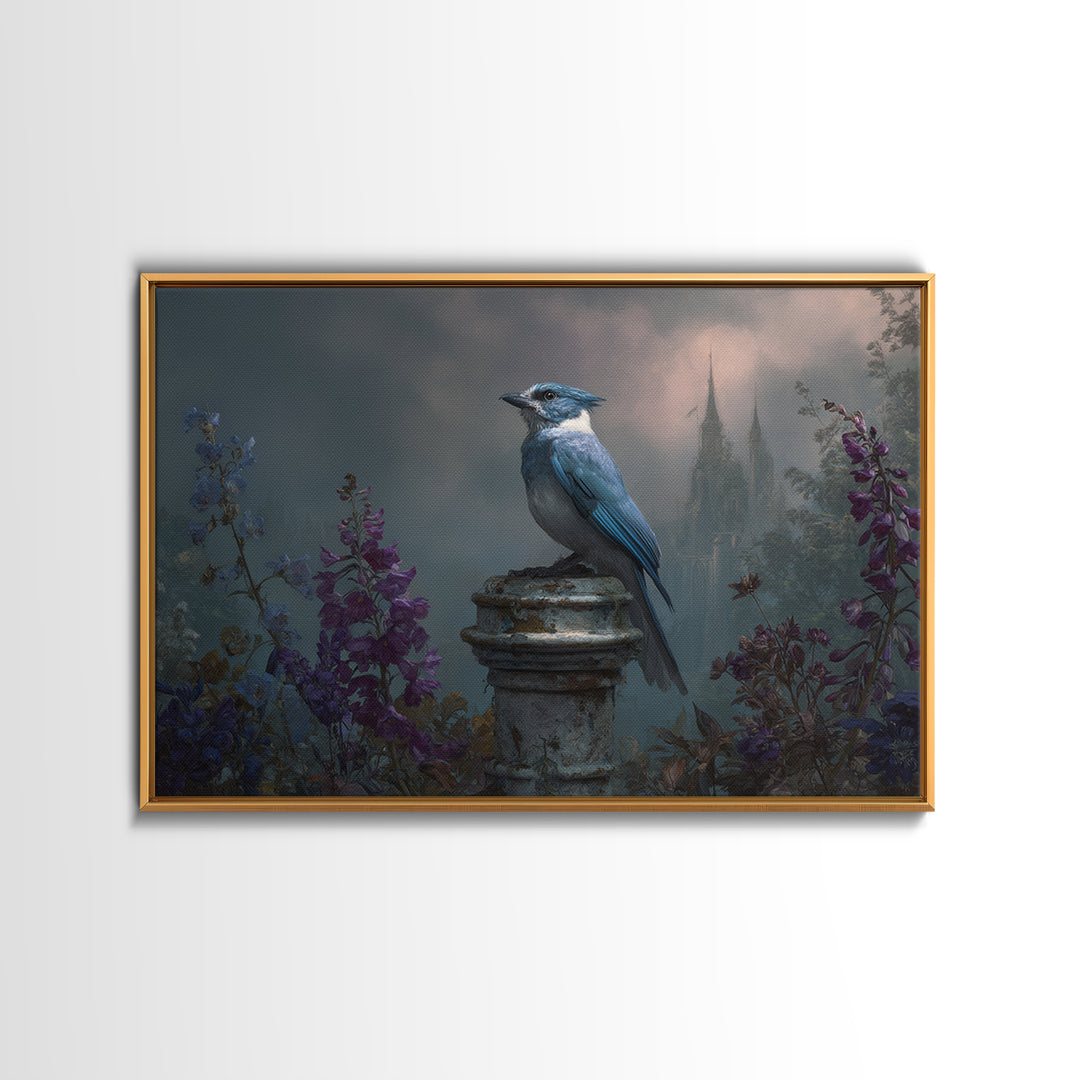 Griffin Perched on Ancient Stone Column Framed Canvas Print, Mythological Art, Art Print, Living Room Decor, Fine Art, Legend, MYT-3x2-18