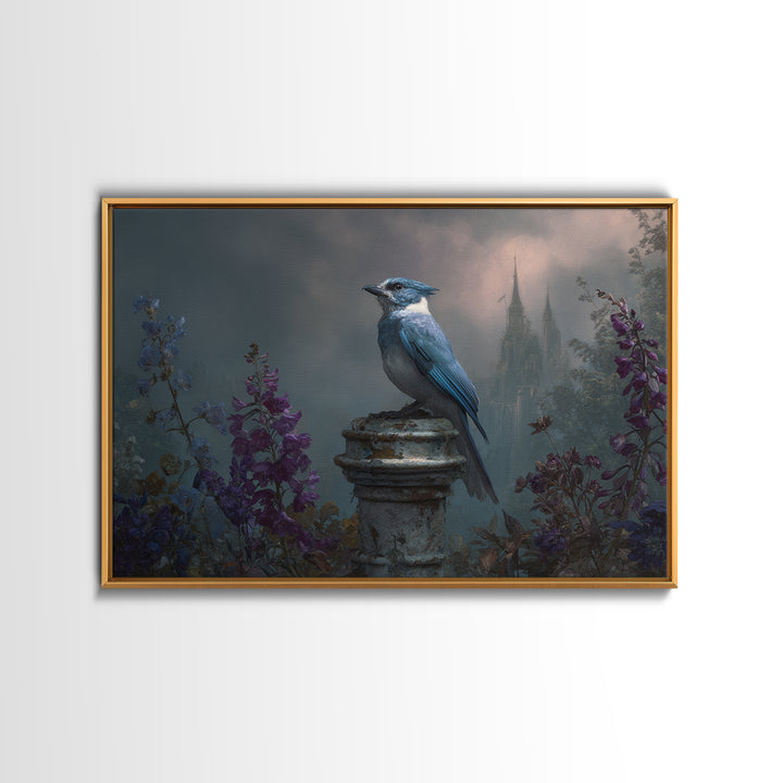 Griffin Perched on Ancient Stone Column Framed Canvas Print, Mythological Art, Art Print, Living Room Decor, Fine Art, Legend, MYT-3x2-18