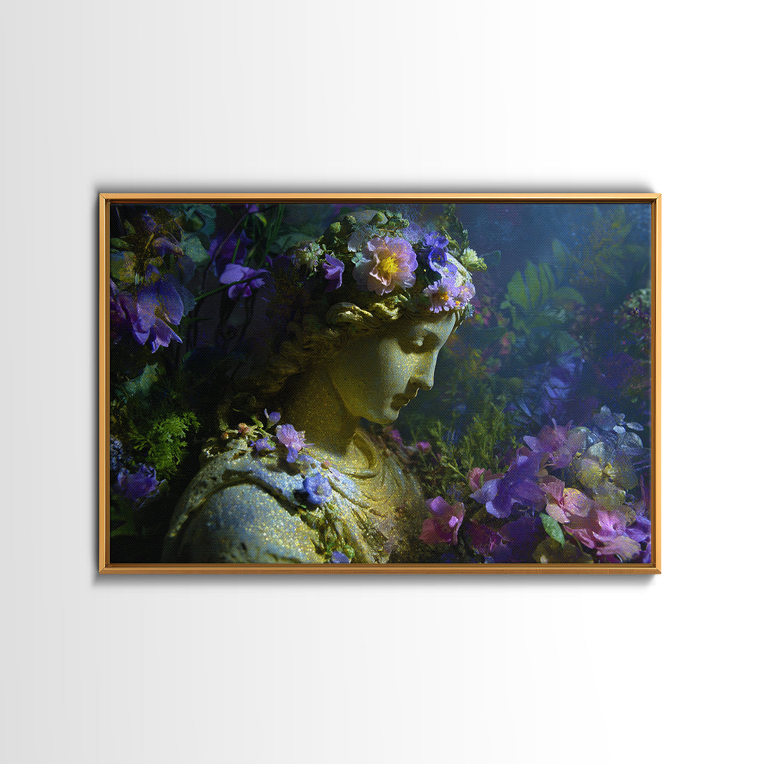 Ancient Goddess Statue Covered Framed Canvas Print, Mythological Art, Wall Art Prints, Living Room Decor, Fine Art, Legend, MYT-3x2-28