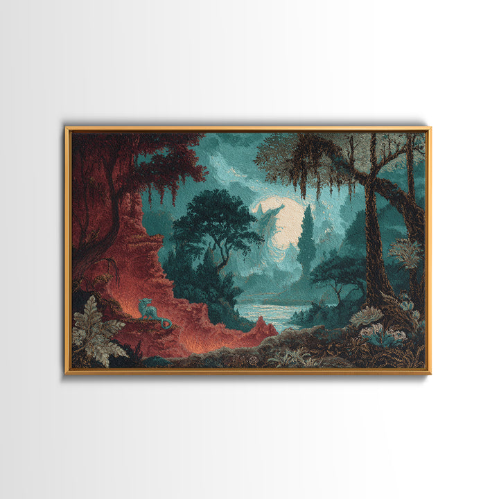 Phoenix Rising from Ashes Framed Canvas Print, Mythological Art, Bedroom Wall Art, Living Room Decor, Watercolor Art, Legend, MYT-3x2-41