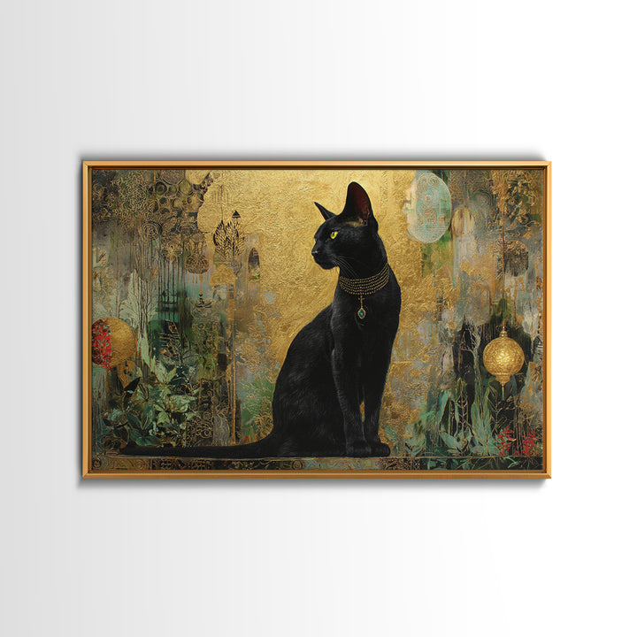 Bastet Cat Goddess Framed Canvas Print, Mythological Art, Home Decor, Living Room Decor, Fine Art, Legend, Contemporary Art, MYT-3x2-64