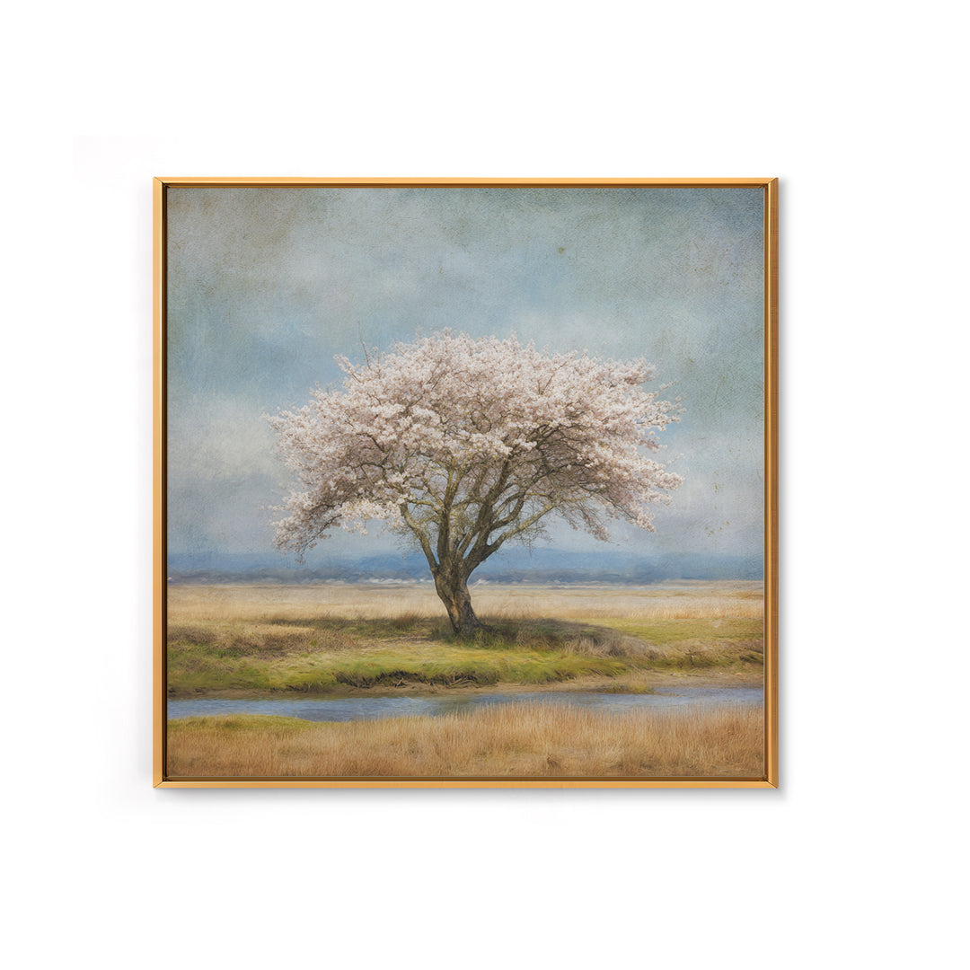 Spring Cherry Blossoms Framed Canvas Print, Nature Art, 3d Wall Art, Living Room Decor, Watercolor Art, Nature, Nature Wall Art, NAT-1x1-16