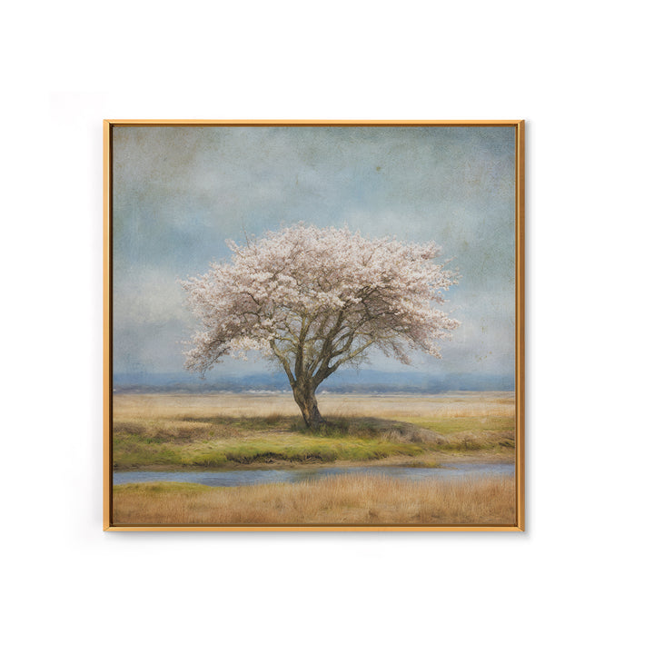 Spring Cherry Blossoms Framed Canvas Print, Nature Art, 3d Wall Art, Living Room Decor, Watercolor Art, Nature, Nature Wall Art, NAT-1x1-16