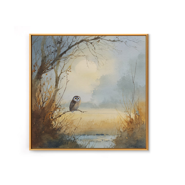 Owl in Moonlit Branches Canvas Print, Nature Art, Living Room Decor, Nature, Ocean Art, Bird Wall Art, Nature Wall Art, NAT-1x1-19
