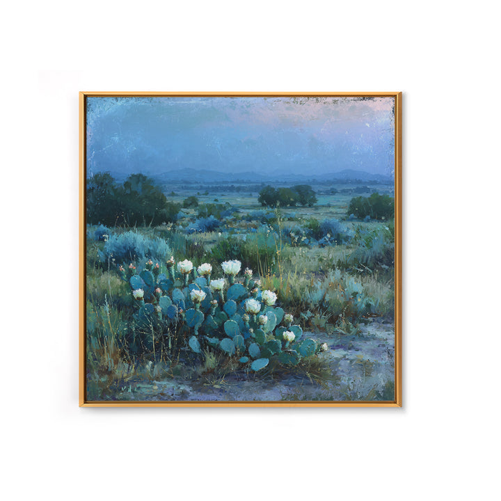 Desert Cactus Blooming After Rain Canvas Print, Nature Art, Painting, Living Room Decor, Fine Art, Nature, Modern Wall Art, NAT-1x1-20