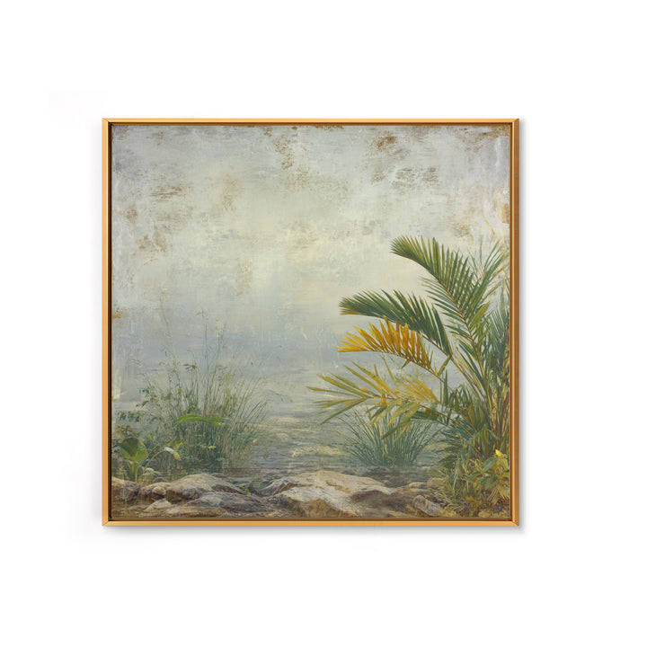 Tropical Jungle Leaves Framed Canvas Print, Nature Art, Ocean Art, Living Room Decor, Fine Art, Nature, Art Print, NAT-1x1-21