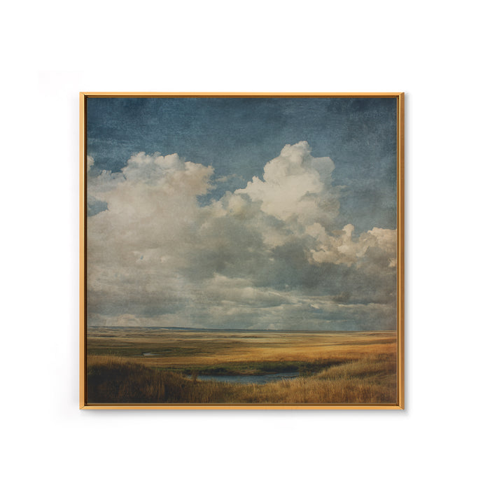 Storm Clouds over a Rolling Prairie Framed Canvas Print, Nature Art, Bird Wall Art, Living Room Decor, Fine Art, Nature, NAT-1x1-38