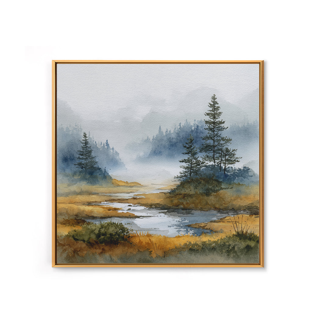 Moody Pine Forest Framed Canvas Print, Nature Art, Gallery Decor, Living Room Decor, Oil Painting, Nature, Contemporary Art, NAT-1x1-41
