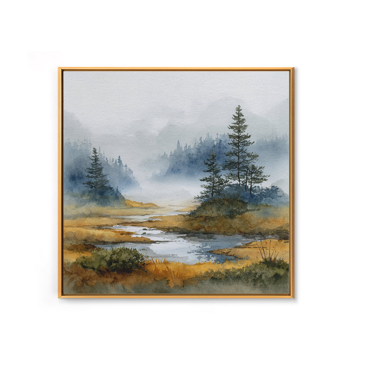 Moody Pine Forest Framed Canvas Print, Nature Art, Gallery Decor, Living Room Decor, Oil Painting, Nature, Contemporary Art, NAT-1x1-41