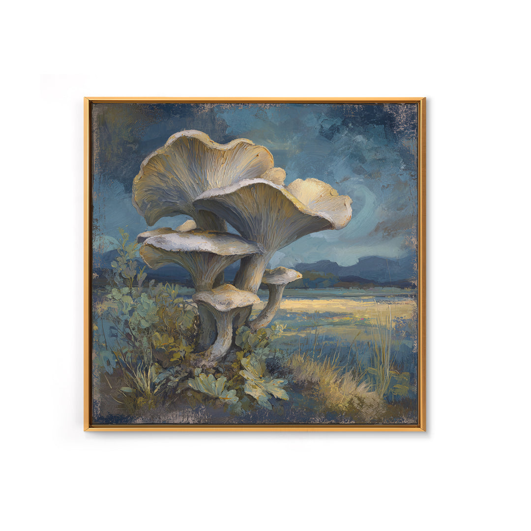 Mushroom Cluster in Enchanted Woodland Canvas Print, Nature Art, Nature Wall Art, Living Room Decor, Watercolor Art, Nature, NAT-1x1-55