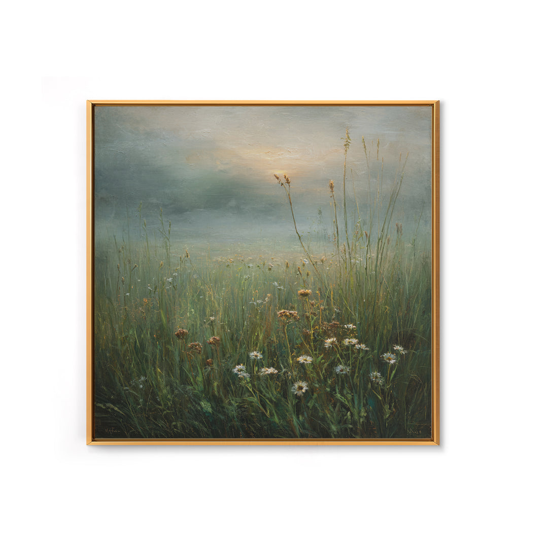 Sunrise Through Tall Grass and Wildflowers Canvas Print, Nature Art, Landscape Print, Living Room Decor, Fine Art, Nature, NAT-1x1-59