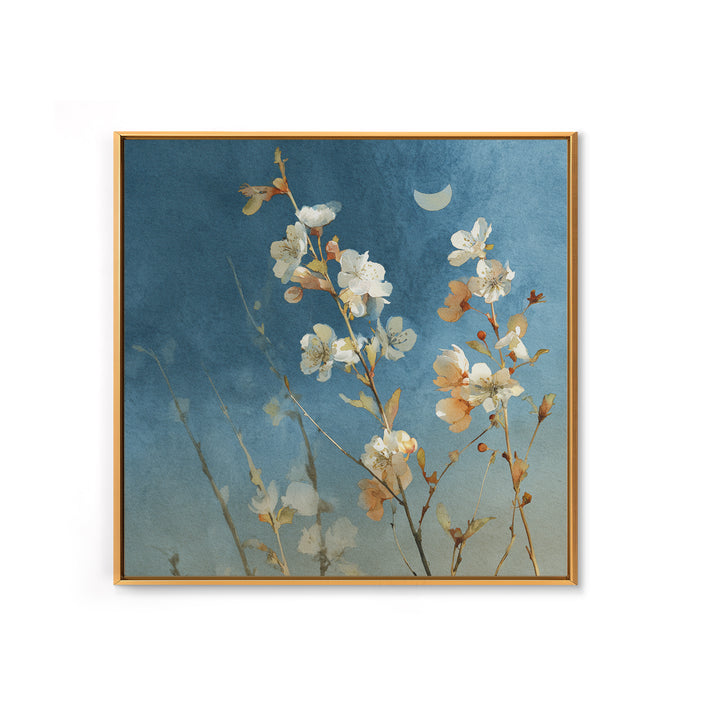Wild Horses Running Near Mountain Ridge Framed Canvas Print, Nature Art, Landscape Art, Living Room Decor, Oil Painting, Nature, NAT-1x1-70