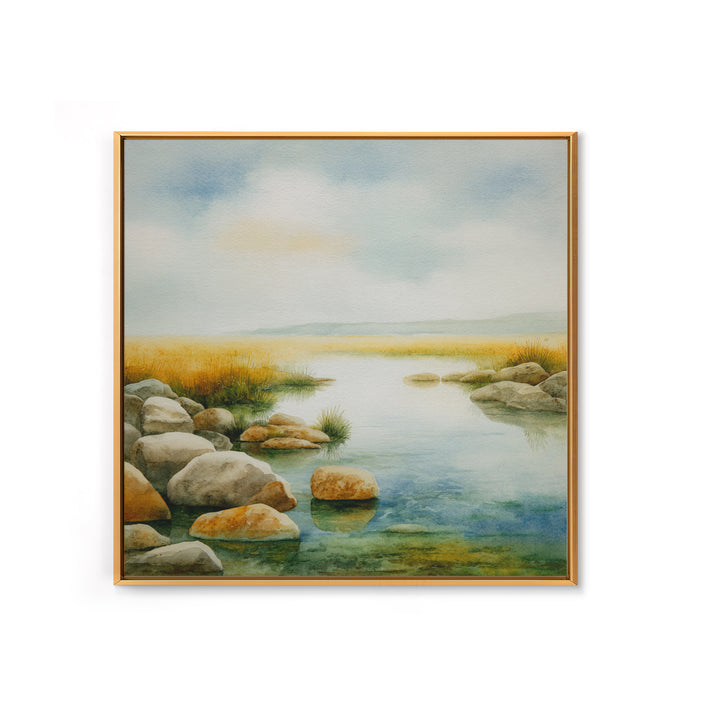 River Stones under Clear Shallow Water Canvas Print, Nature Art, Boho Decor, Living Room Decor, Fine Art, Nature, Wall Decor, NAT-1x1-85