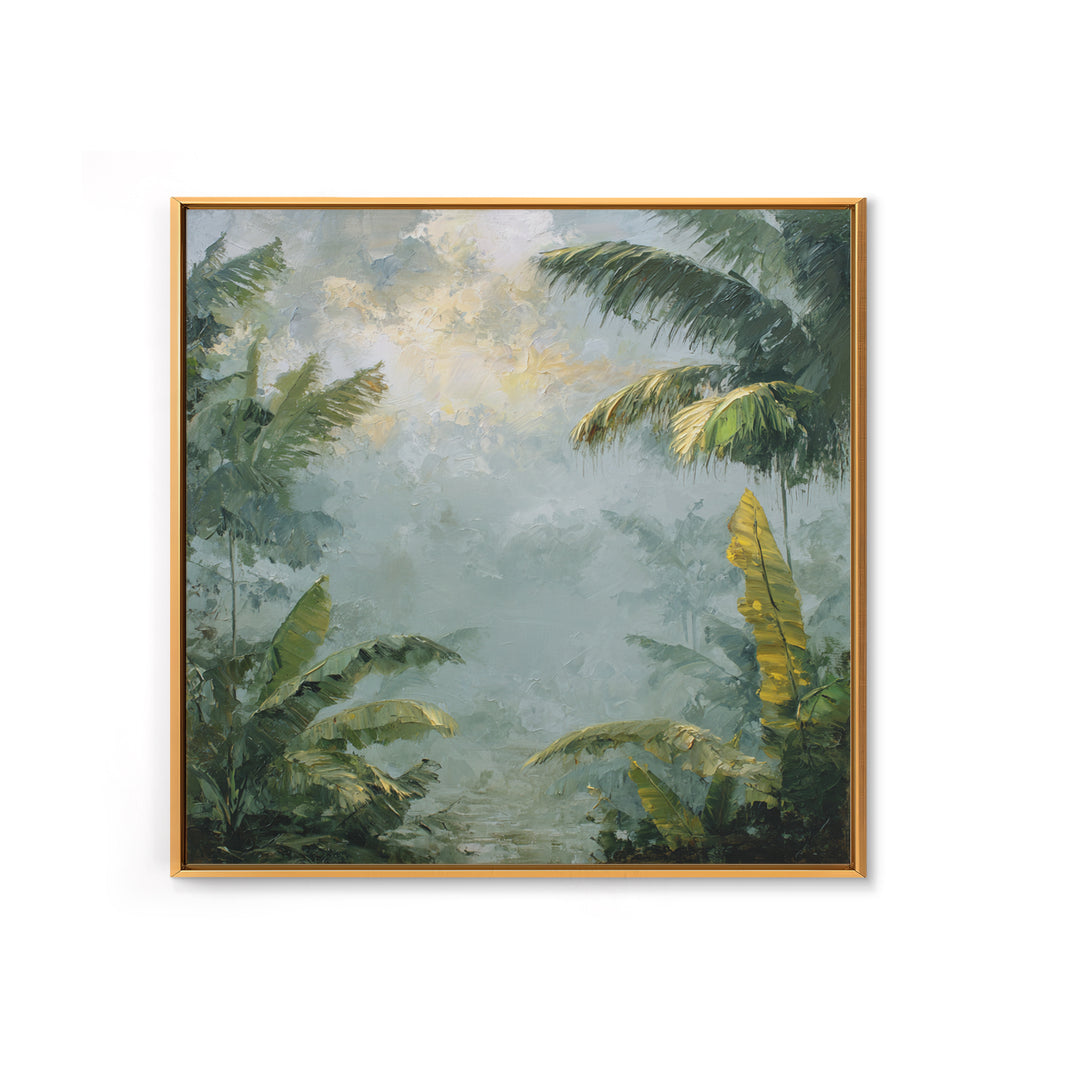 Tropical Jungle Leaves Framed Canvas Print, Nature Art, Luxury Decor, Living Room Decor, Oil Painting, Nature, Mushroom, NAT-1x1-93