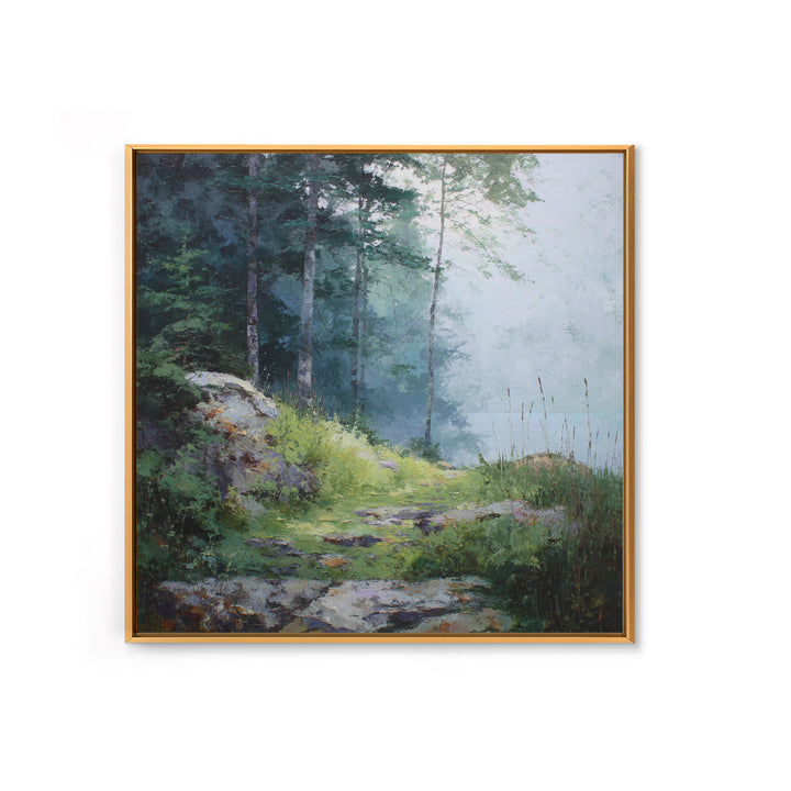 Sunlit Forest Path Canvas Print, Nature Art, Wall Art, Living Room Decor, Fine Art, Nature, Wood Wall Art, Abstract Wall Art, NAT-1x1-97
