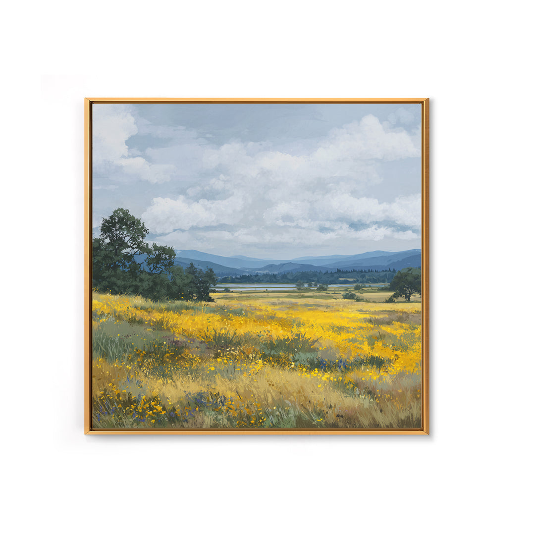 Wildflower Meadow under Soft Summer Sky Canvas Print, Nature Art, Boho Decor, Living Room Decor, Fine Art, Nature, Wall Decor, NAT-1x1-98