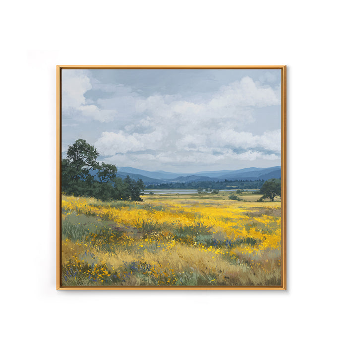 Wildflower Meadow under Soft Summer Sky Canvas Print, Nature Art, Boho Decor, Living Room Decor, Fine Art, Nature, Wall Decor, NAT-1x1-98