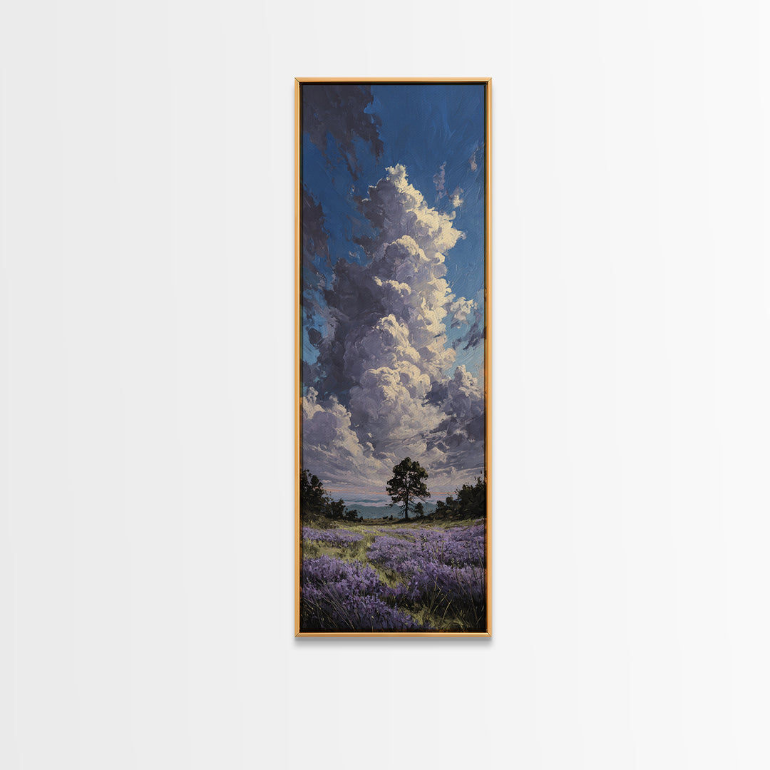 Bees Circling Lavender Blossoms Canvas Print, Nature Art, Wood Wall Art, Living Room Decor, Nature, Digital Download Art, NAT-1x3-11