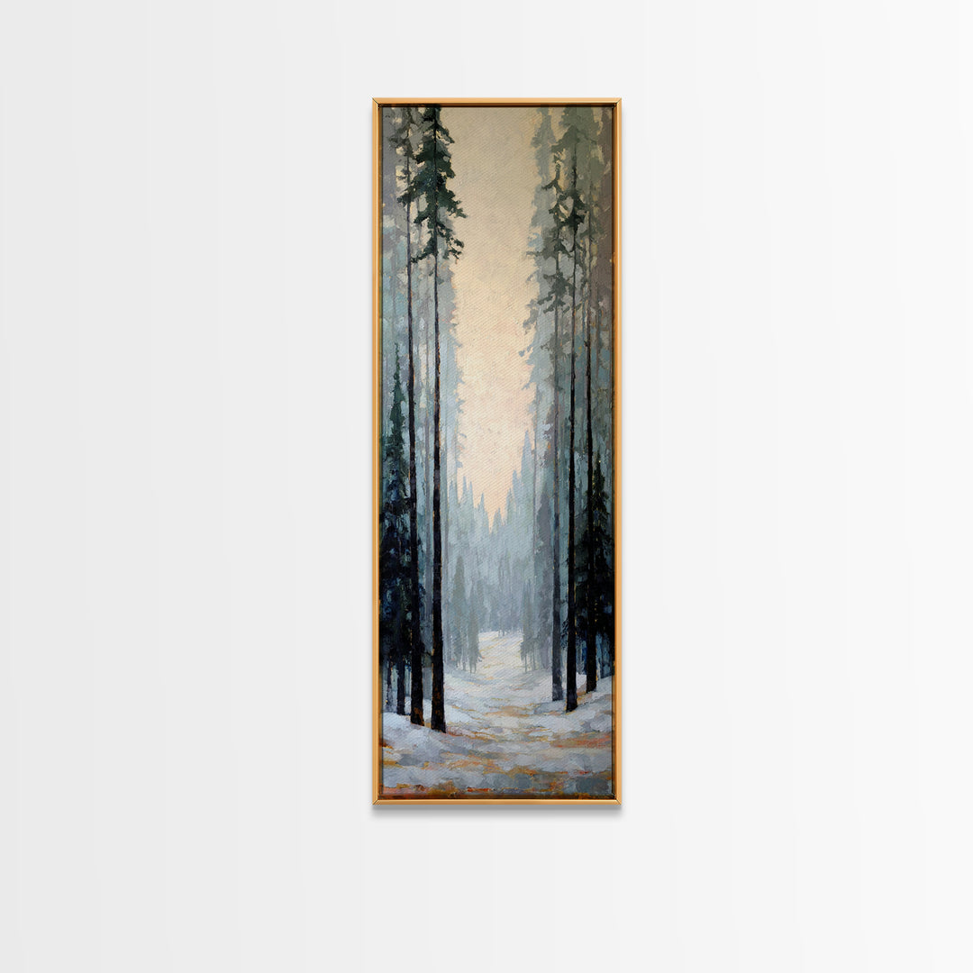 Fox Crossing a Snowy Forest Clearing Canvas Print, Nature Art, Moss Art, Living Room Decor, Oil Painting, Nature, NAT-1x3-22