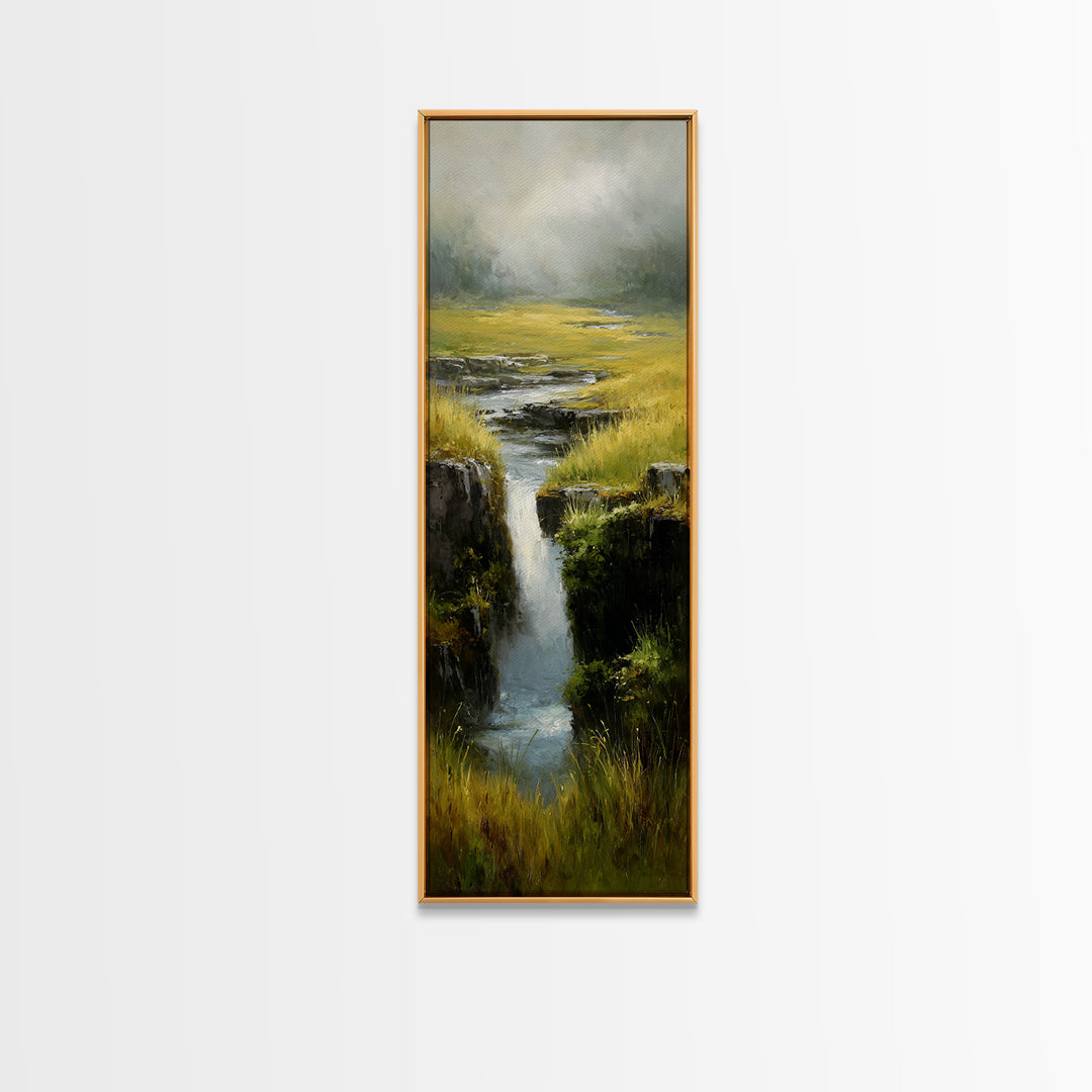 Waterfall Hidden Among Dark Green Rocks Canvas Print, Nature Art, Printable Wall Art, Living Room Decor, Fine Art, Nature, NAT-1x3-39