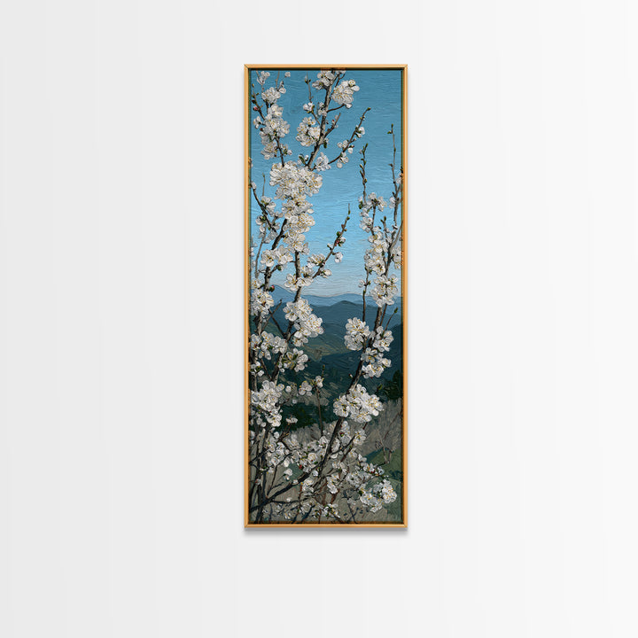 Spring Cherry Blossoms Framed Canvas Print, Nature Art, Home Decor, Living Room Decor, Fine Art, Nature, Abstract Wall Art, NAT-1x3-52