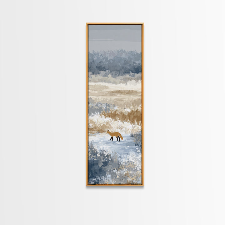 Fox Crossing a Snowy Forest Clearing Framed Canvas Print, Nature Art, Nature Wall Art, Living Room Decor, Fine Art, Nature, NAT-1x3-70