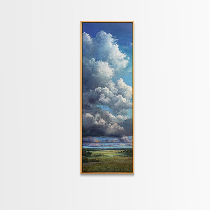 Storm Clouds over a Rolling Prairie Framed Canvas Print, Nature Art, Landscape Print, Living Room Decor, Fine Art, Nature, NAT-1x3-74