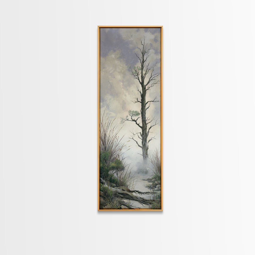 Tree of Life Framed Canvas Print, Nature Art, Mountain Wall Art, Living Room Decor, Oil Painting, Nature, Fine Art Print, NAT-1x3-75