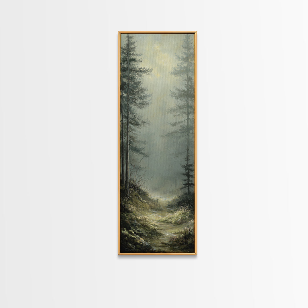 Sunlit Forest Path Canvas Print, Nature Art, Poster, Living Room Decor, Fine Art, Nature, Abstract Wall Art, 3d Wall Art, NAT-1x3-85