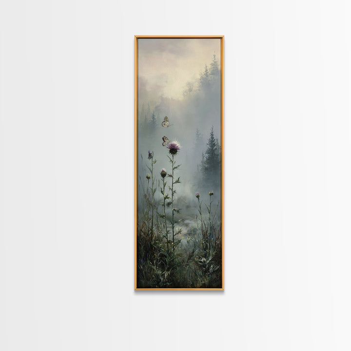 Butterfly Resting on a Blooming Thistle Canvas Print, Nature Art, 3d Wall Art, Living Room Decor, Nature, Nature Wall Art, NAT-1x3-88